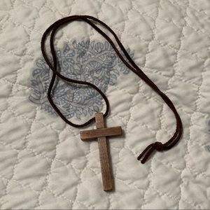 Large wooden cross necklace